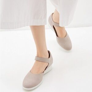 ECCO FELICIA Nubuck Mary Jane Wedge Grey Rose